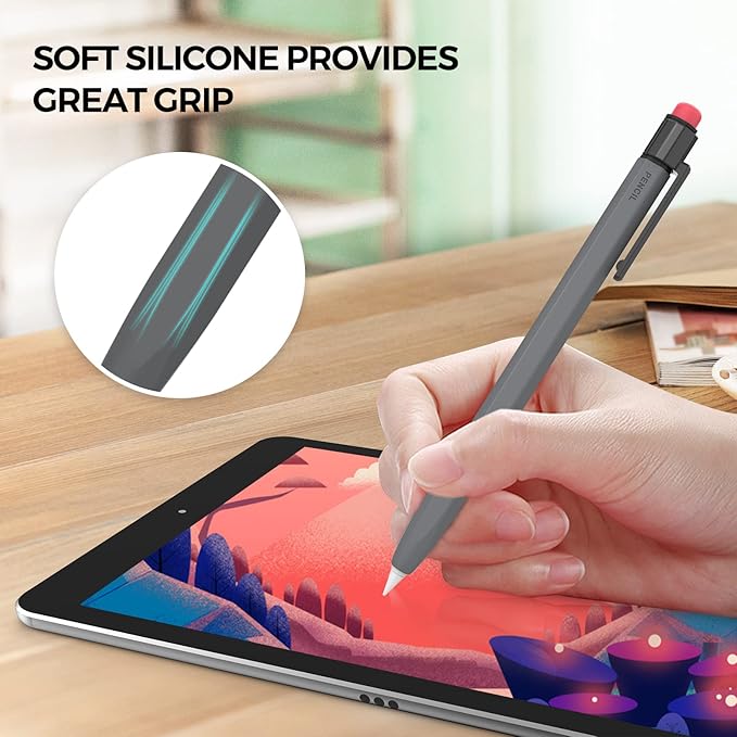 TRONWIN Apple Pencil 1st Generation Case, Silicone Pencil Sleeve Cover Perfect Grip Skin Classic Design with Sturdy Clip Compatible with Apple Pencil 1st gen for ipad (Deep Gray)