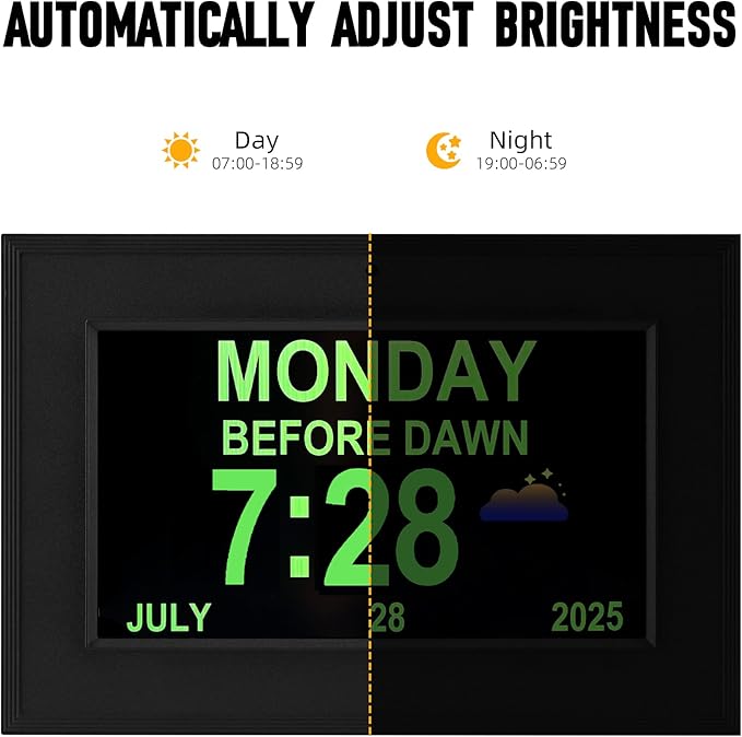 Digital Clock, wall Clock with time, Digital Alarm Clock for Seniors,Dementia Clock that Provides Alarms and Electronic Calendar for Elderly.