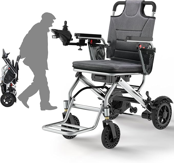 Goldseason 33 lb Lightweight Electric Wheelchairs for Adults - 15 Miles Range Foldable Motozied Wheelchair with LED Light, Support 330 lb, 360W All Terrain Power Wheelchair, Airline Approved