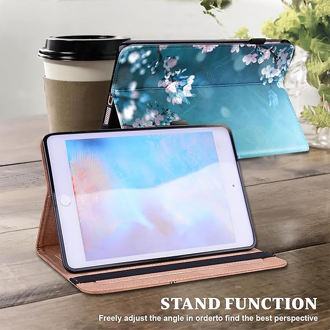 Dteck for Galaxy Tab S6 Lite (10.4") Tablet Case 2024/2022/2020 (SM-P620/P610), PU Leather Slim Folio Case with Adjustable Stand, Lightweight Protective Cute Cover with Stylus Pen Loop (Plum Blossom)