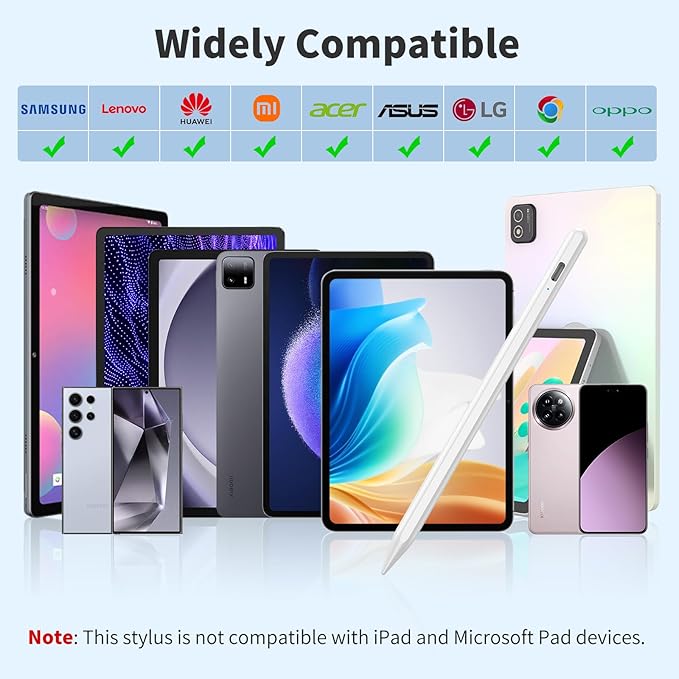 Stylus Pen for iOS&Android Touch Screens, Active Pencil for Samsung, Smart Digital Stylus Pens for Lenovo/Vivo/Mi/HUAWEI and Other Tablets, iPhone/Samsung/Google Pixel Smart Phones for Drawing&Writing