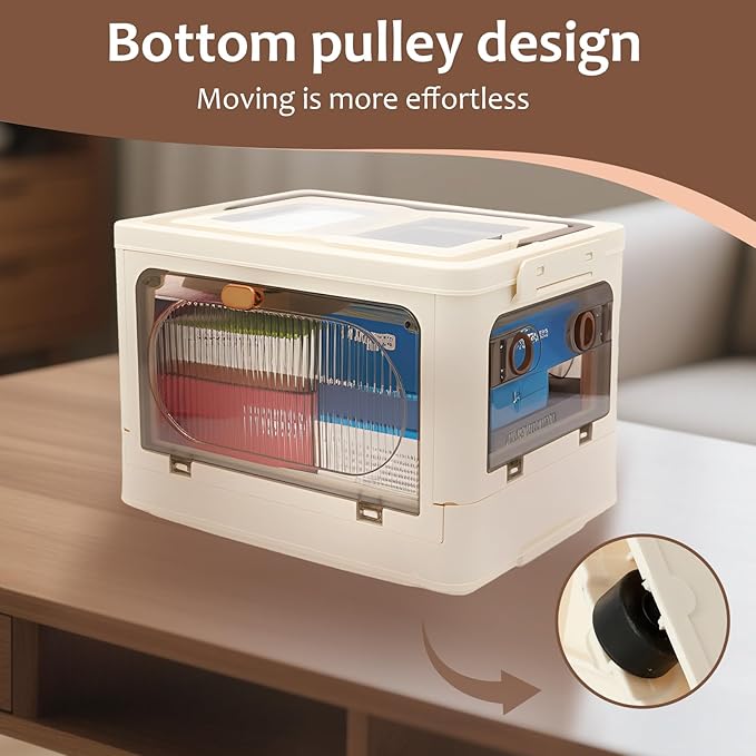3-Tier Medicine Organizer - Portable Medicine Storage Box Cabinet with Handle, Large Capacity Collapsible First Aid Box with Wheels, Removable Tray Multipurpose Pill Container for Home