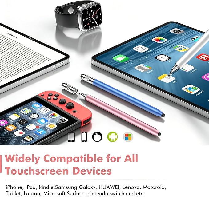 Stylus Pen for Touchscreen, 3-in-1 Rubber Disc Stylus, High Sensitivity and Precision, Universal Stylus Pen Compatible for Ipad,iPhone Android Kindle All Capacitive Tablets