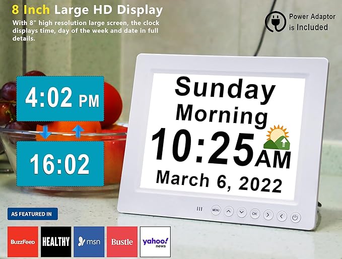 Véfaîî 30 Alarms Extra Large Digital Clock with Auto DST, 6 Display Modes, 20 Custom Reminders, 10-Level Auto Dimmer, AM/PM- Perfect Organizer for Home & School