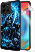 for Moto G 5G 2025 Phone Case, Soft TPU Shockproof Full Body Protection Cover 6.7" for Moto G 5G 2025, Lightweight Compatible Wireless Charging, Blue Fire Skull Spirit Rider