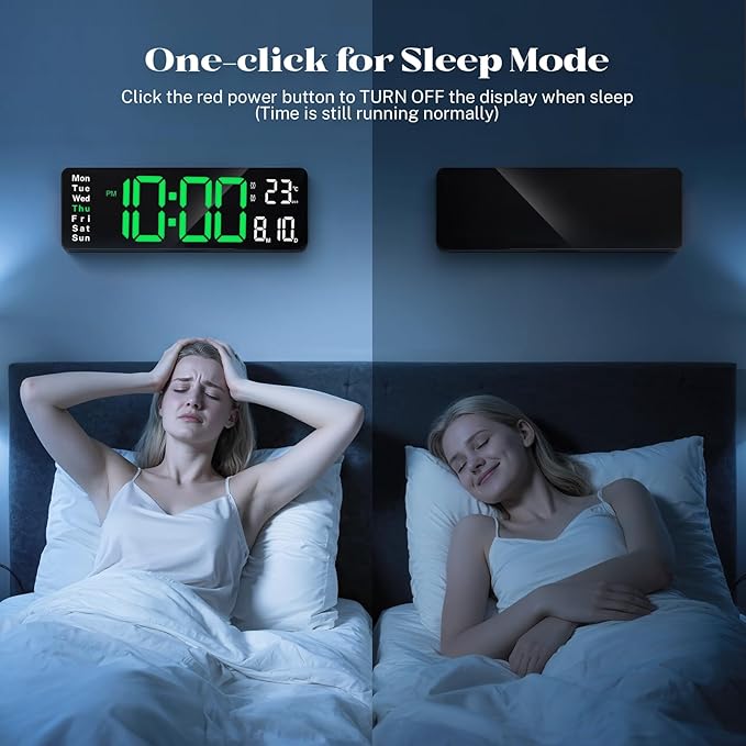 Digital Clock Large Display, 16" Large Digital Wall Clock for Classroom, Led Big Wall Clocks with Remote Control,Date,Week,Alarm,Temp,Night Light for Bedroom,Living Room,Gym,Office