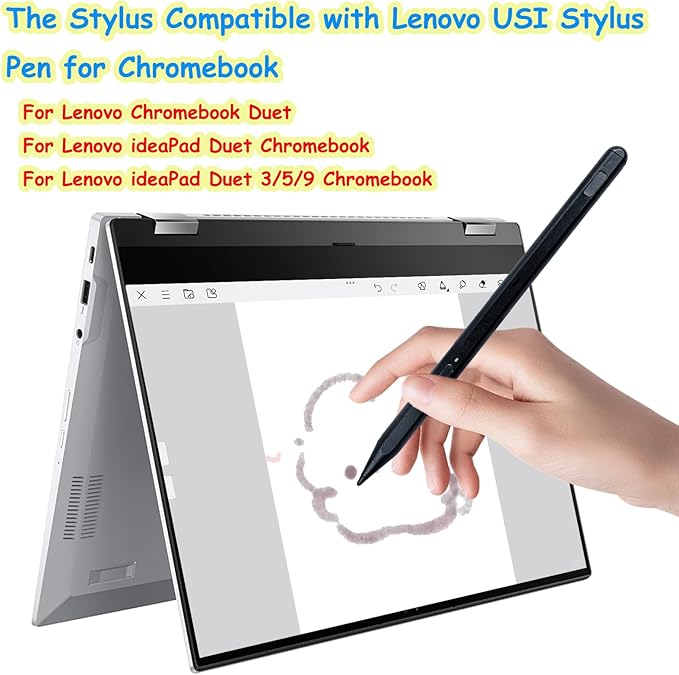 U1 Stylus Pen for Lenovo USI 2.0 Pen Compatible with Lenovo Chromebook Duet 3/5/9,U1 Pen for Chromebook Duet Model,4096 Pressure Sensitivity(Black)