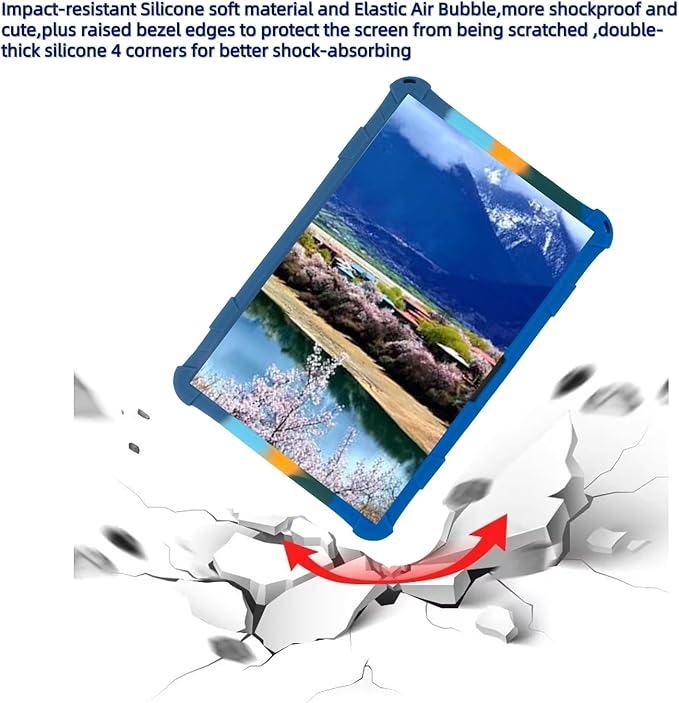 Silicone Tablet Case for DOOGEE T20 Ultra/T40 Pro,Built-in Adjustable Stand and Shoulder Strap Stylus Pen Compatible with Headwolf HPad6 Pro 12 inch Multicolor Deepblue