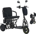 3-Wheel Folding Mobility Scooter Foldable Lightweight Electric Scooter for Adults & Seniors, Detachable Lithium Battery, Long Range 28 Miles, 3-Speed, with Rearview Mirror & Turn Signal (Black)