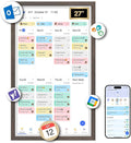 BSIMB 27 Inch Digital Calendar Wall Touch Screen - Chore Chart, Meal Planner, Rewards System, Photo Display, Smart Electronic Calendar Interactive Hearth Display for Family Planner Seamless Scheduling Dark Wood