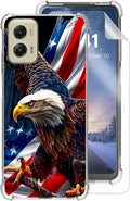 for Motorola G Stylus 5G 2024 Clear Phone Case, Lightweight Transparent TPU, Shockproof Four Corner Anti-Fall Case 6.7" American Flag Eagle for Moto G Stylus 5G 2024, Screen Protector Film