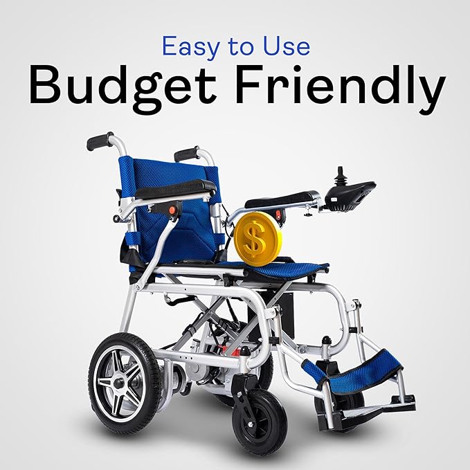 Artemis Pro Lightweight Foldable Electric Wheelchairs for Seniors - 2x250W Power Wheelchair - Travel/User Friendly Electric Wheelchairs for Seniors, Long Range Electric Wheelchair (Blue)