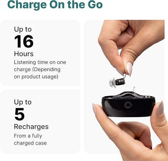 EARGO SE Self-Fitting FDA-Cleared OTC Hearing Aids Virtually Invisible Rechargeable for Seniors