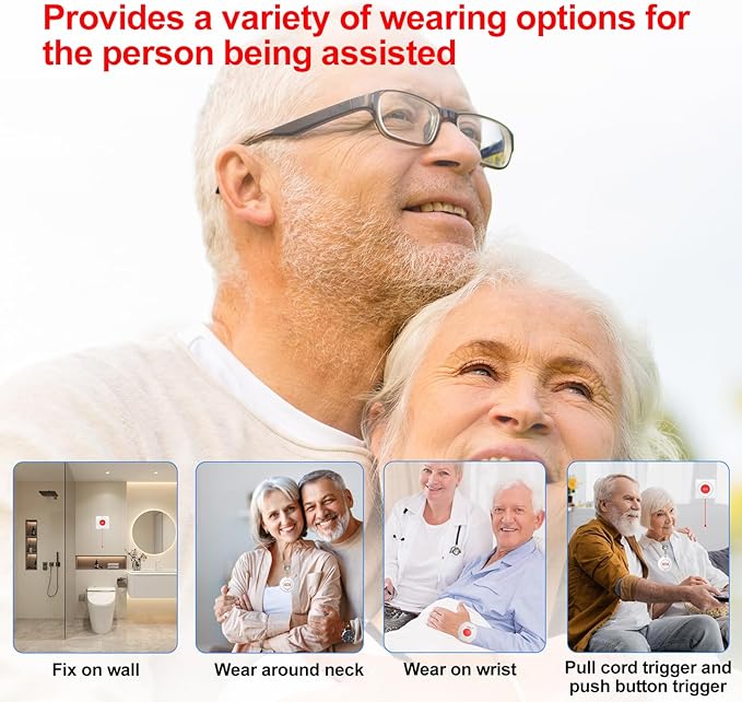 XUK WiFi SOS Caregiver Pager Call Button for Elderly, No Monthly Fee 2.4GHz Wi-Fi APP Control Wireless Nursing Call System with 2 SOS Call Panic Button & 1 Receiver Life Alert Systems for Seniors