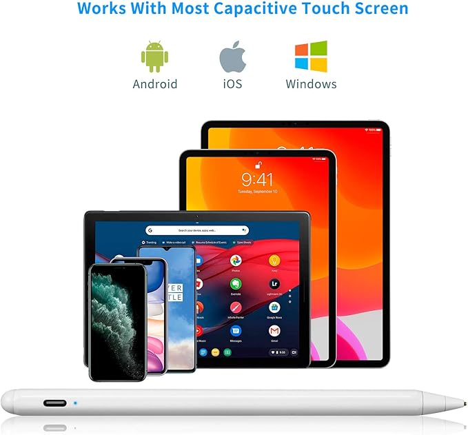 2022 Chromebook X360 Laptop Stylus, Active Stylus for HP Chromebook X360 Laptop Pen with Ultra Fine Tip,Touch-Control and Rechargeable,Good for Drawing and Writing,White