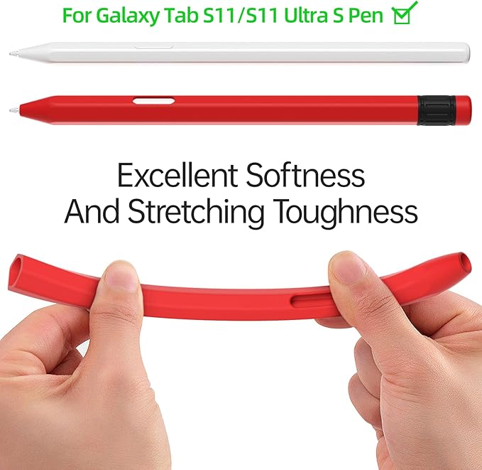 AZF Compatible with Samsung Galaxy Tab S Pen S11/S11 Ultra S Pen Case,Classic Design Silicone Protective Sleeve, Anti-Slip, Drop-Resistant Comfortable gripSupport Magnetic Charging. (Red)