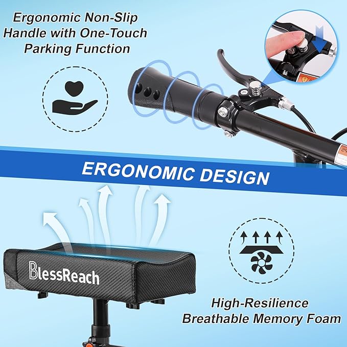 BlessReach Economy Knee Scooter, Steerable Knee Walker, Foldable Knee Scooters for Foot Injuries Adult Best Crutches Alternative，Knee Scooter for Adults Black