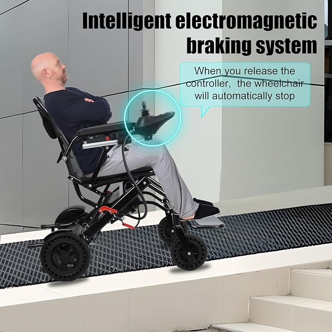 Electric Wheelchair for Adults, Portable Travel Motorized Wheelchair Lightweight Foldable Power Wheelchair with 500W Dual Motors 12 Mile Range with Compact Design for Elderly Disabled (Black)