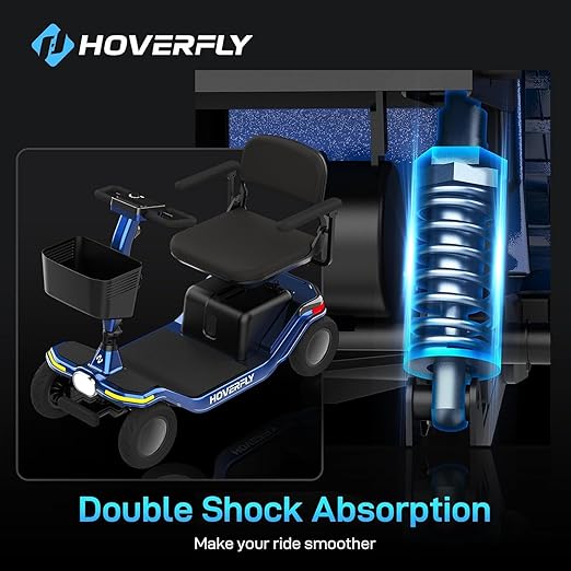 Hoverfly T5 Mobility Scooter for Seniors, Max 16.8-Mile Range & 5 mph, 3-Position Seat & Anti-Slip Rear Wheel, Removed Battery & Quick Fold Design, Solid 9" Tire&330 lb Capacity, Ease of Assembly Red