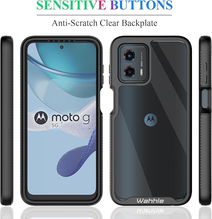 wahhle Compatible with Moto G 5G 2023 Case, Moto G Power 5G 2023 Case, Built in Screen Protector Full Body Shockproof Slim Fit Bumper Protective Phone Cover for Men Women-Black