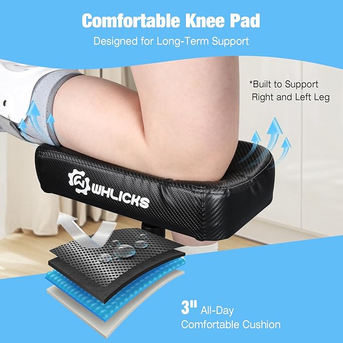 WHLICKS All Terrain Knee Scooter for Adults for Foot Surgery, Foldable & Steerable Knee Walker with PU Wheels, Medical Knee Scooter for Broken Foot Injured, Lightweight Leg Scooter for Broken Ankle