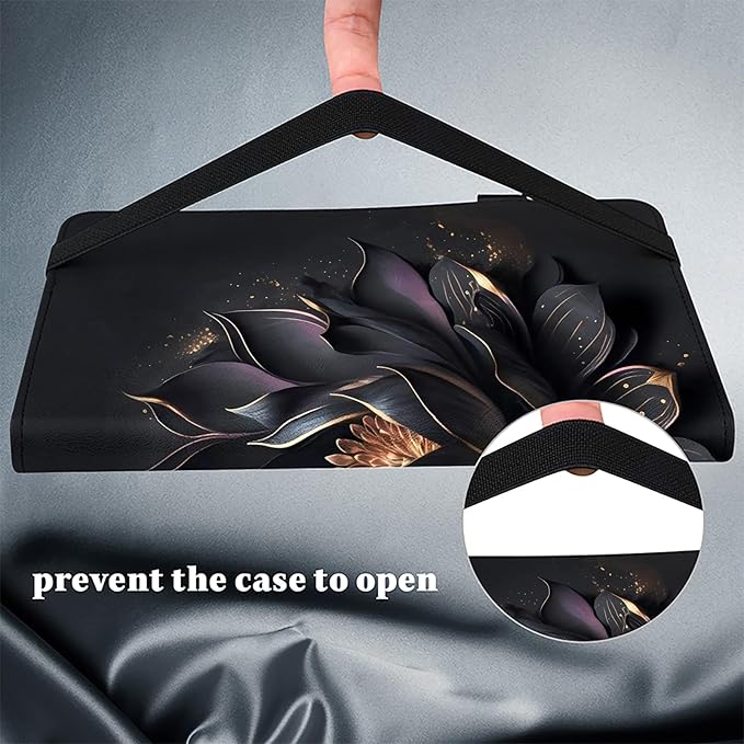 Dteck for Galaxy Tab S6 Lite (10.4") Tablet Case 2024/2022/2020 (SM-P620/P610), PU Leather Slim Folio Case with Adjustable Stand, Lightweight Protective Cute Cover with Stylus Pen Loop (Black Flower)