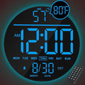 JALL 10" Large Digital Wall Clock with Seconds, Alarm Countdown Timer, Big LED Display, RGB Color, DST, Temperature, Mounted for Bedroom Living Room Office Classroom Gym, Xmas Birthday Gift, Blue