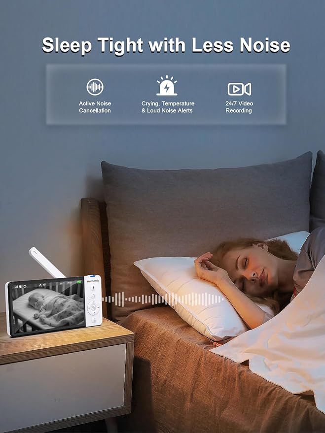 2-Camera Smart Baby Monitor with App and 5" Display, Dual Connectivity (No WiFi FHSS & WiFi), 1080P HD Remote Pan-Tilt-Zoom with Motion Tracking, 36H Battery, White Noise, Cry & Temp Alerts