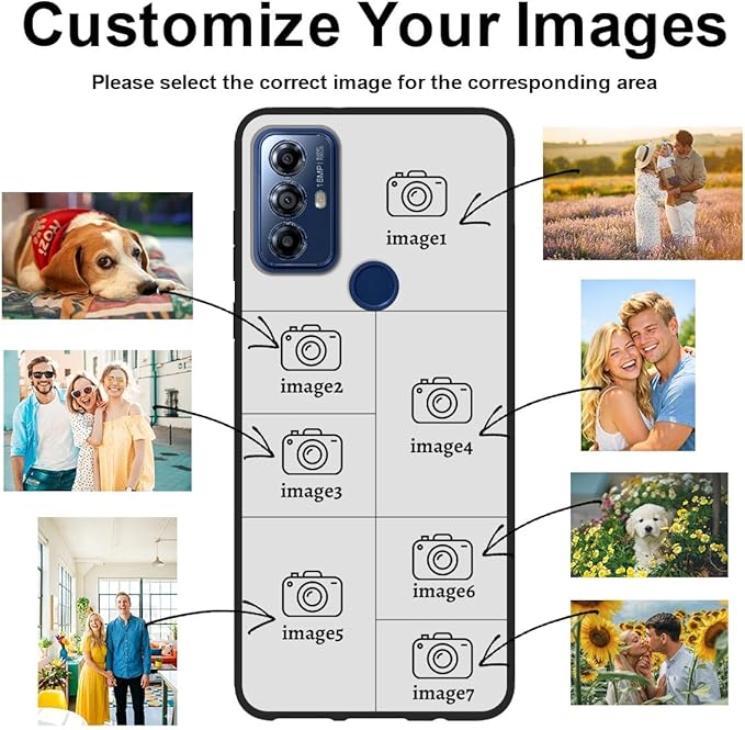 Custom Personalized Case for Motorola Moto G Play 2023 6.5 inch, Customized Multiple Photos Collage Text Phone Cover, Full Body Shockproof Soft Silicone Case, Anti-Scratch, Wireless Charging, Black