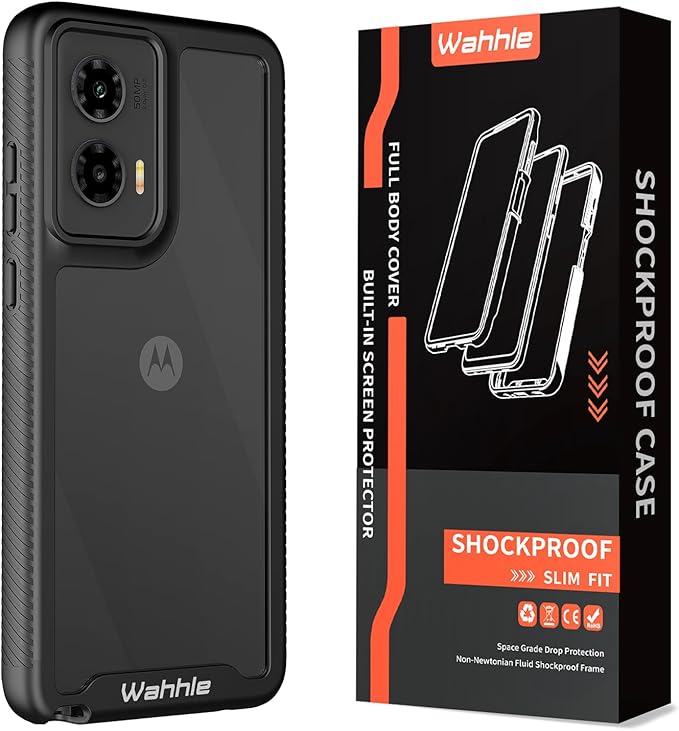 wahhle Compatible with Moto G Stylus 5G 2024 Case, Built in Screen Protector Full Body Shockproof Slim Fit Bumper Protective Phone Cover for Motorola G Stylus 5G 2024 Men Women-Black/Clear