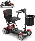 (2026 Upgrade) Lightweight Mobility Scooter for Seniors & Adults, Folding Mobility Scooters, Light Weight 24.8 Miles Trave Foldable 4 Wheeler, Removable Lithium Battery, 300lb Capacity-Gloss Red