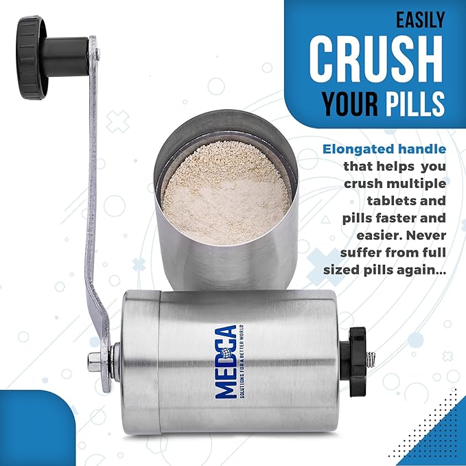 Pill Grinder - Top Choice Pro Pill Crusher and Cutter that Grinds Your Pills and Tablets to Help Make Taking Medication and Supplements Easier, Manual Stainless Steel Design…