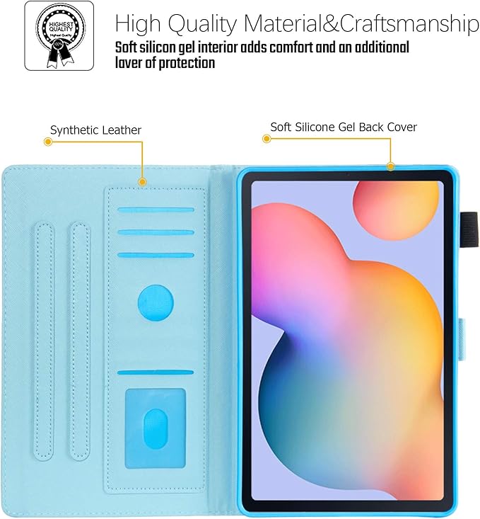 Dteck Case for Samsung Galaxy Tab S6 Lite Tablet 10.4 Inch (2024/2022/2020) - Protective Leather Folio Case with Auto Wake Sleep/Stand/Card Slots Function Cute Cartoon Lightweight Slim Cover (Fruit)
