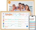 Digital Calendar 15.6" Digital Wall Planners for Family Schedules, Electronic Calendar with 1920*1080 Interactive Touchscreen, Digital Photo Frame Built-in 64GB Memory, Smart Calendar-Wooden