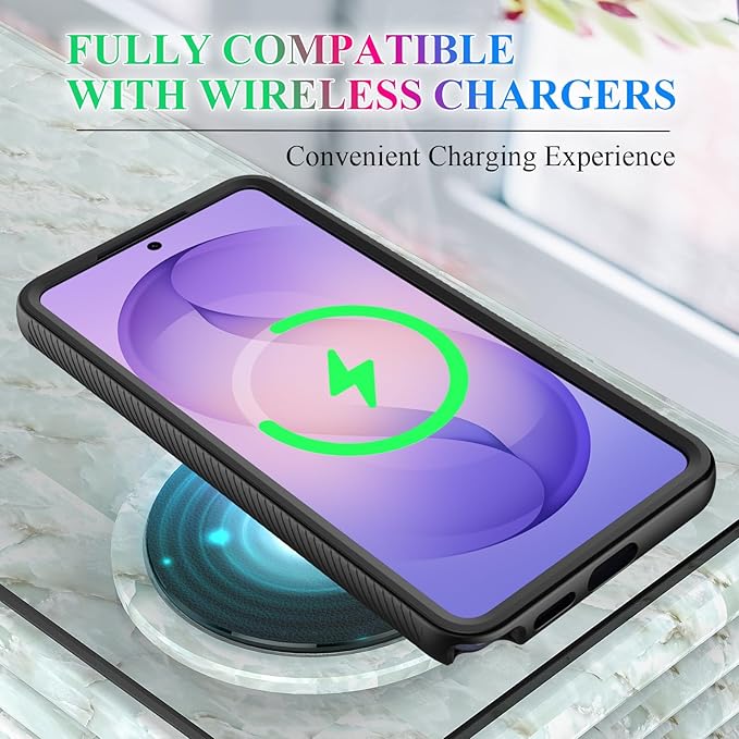 wahhle Compatible with Samsung Galaxy S26 Ultra Case, Magnetic Wireless Charging Built in Screen Protector Full Body Shockproof Slim Fit Bumper Protective Phone Cover, Black/Clear