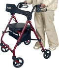 Rollator Walkers for Seniors with Seat, Foldable & One-Hand Carry, Upgraded Rolling Walker with Seat for Seniors, Handles Height Adjustable Rolling Walker for Seniors, Walking & Seated Rest, Red
