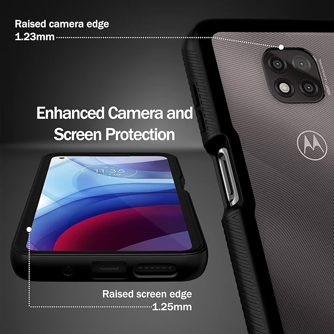 wahhle Compatible with Moto G Power 2021 Case, Built in Screen Protector Full Body Shockproof Slim Fit Bumper Protective Phone Cover for Motorola G Power 2021 Men Women-Black/Clear