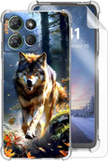 for Moto G Power 5G 2025 Clear Phone Case, Lightweight Transparent TPU, Shockproof Four Corner Anti-Fall Case 6.6" for Moto G Power 5G 2025 with Screen Protector, Forest Wolf