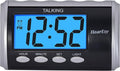 Talking Alarm Clock for Visually Impaired - Large Numbers Desk Clock - Day Clock for Seniors - Battery Operated Large Display Alarm Clock, Digital Clock, Digital Alarm Clock (silver)