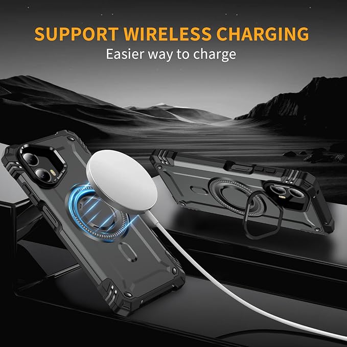 for Moto G 5G 2024 Case with Stand, 15 FT Military Drop Protection, Compatible with Magsafe, with 2X Tempered Glass Screen Protector, Shockproof Case for Moto G 5G 2024 (J Gray)
