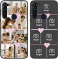 Personalized Photo Case for Motorola Moto G Stylus 2020 6.4 inch, Thin Slim Soft Rubber Black Phone Cover, Custom Picture Collage Pink Heart Cute Case for Women Girl, Gift for Birthday Anniversary
