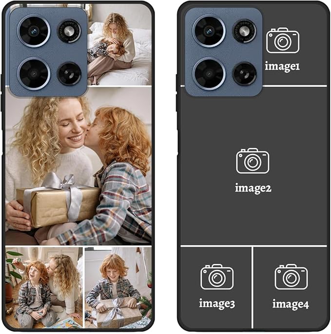 Custom Photo Case for Motorola Moto G Play 2026, Create Your Own Picture Collage Phone Case, Soft Drop Protection, Personalized Anti-Scratch TPU Soft Cover, Gifts for Family Friends, Black