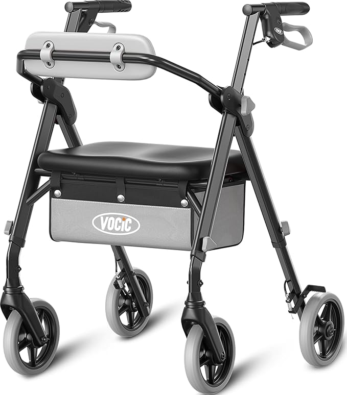 Walkers for Seniors, Z11 Rollator Walker with Seat, Max 380 lbs, Avant Walkers with Ergo Seat & Backrest, Foldable Rollator Adjustable Height, All Terrain Walker, Lightweight