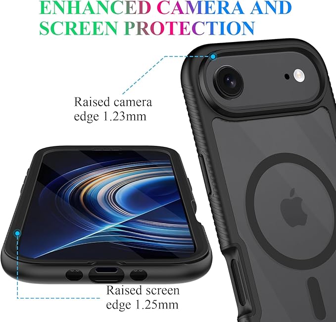 wahhle Case Compatible with iPhone 17 Air, Built in Screen Protector Full Body Shockproof Slim Fit Bumper Protective Phone Cover Men Women 6.5“-Black/Clear