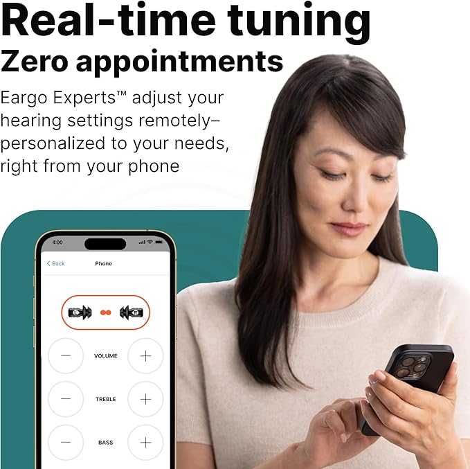 EARGO SE Self-Fitting FDA-Cleared OTC Hearing Aids Virtually Invisible Rechargeable for Seniors