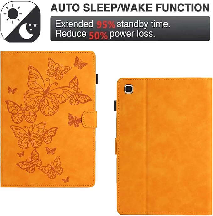 Dteck for Galaxy Tab S6 Lite (10.4") Tablet Case 2024/2022/2020 (SM-P620/P610), PU Leather Slim Folio Case with Auto Sleep Wake/Adjustable Stand, Lightweight Cute Butterfly Cover with Stylus (Yellow)
