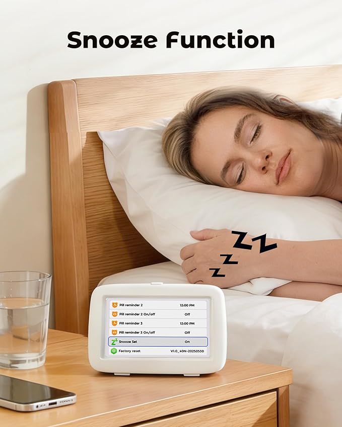 PILSAMAS Talking Clock for Seniors with 8 Medication Pill Reminders, Big Digit, 12 Custom Event Alerts, 5 Aalrams & Auto DST, Bedside & Desk Alarm Clock for Blind, Visually Impaired, Elderly, Dementia