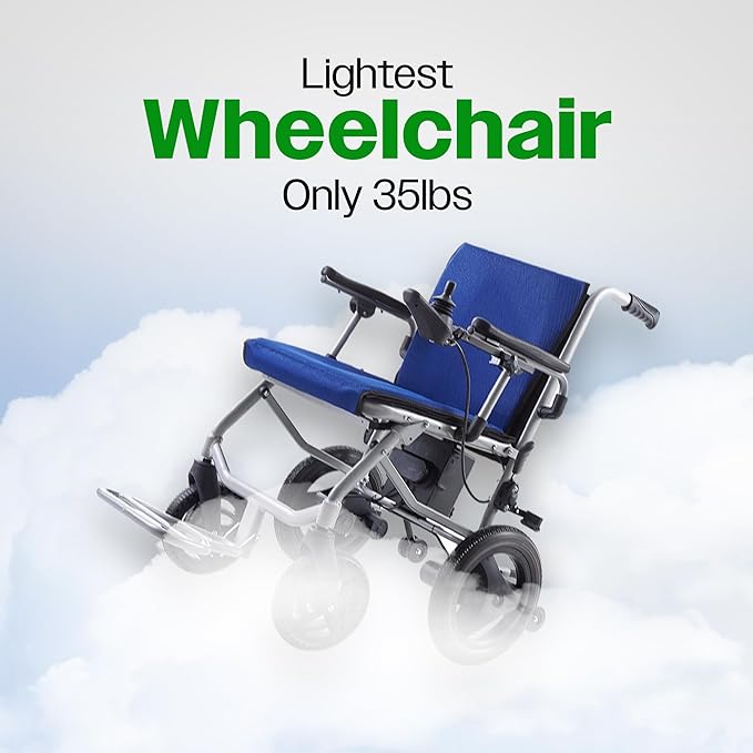 Culver Mobility Kano Foldable Electric Wheelchair, Travel Size, User-Friendly, Wheelchairs for Adults Lightweight, Folding Power Chair (Blue)