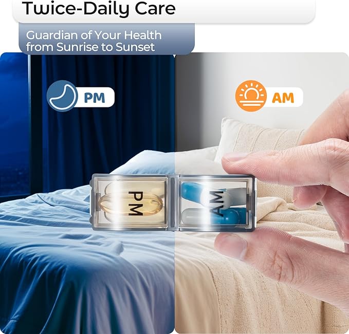 Monthly Pill Organizer AM/PM 31-Day Travel Medicine Case 4-Week Pill Box Grey