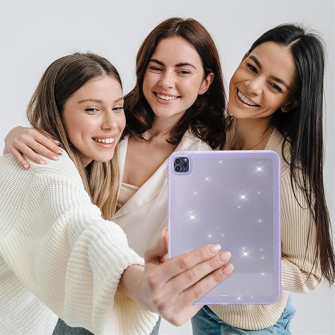 Dteck for iPad Pro 11 Inch M4/M5 (2024/2025 Release) Translucent Tablet Case, Stylish Shimmer Design, Ultra Slim Thin Lightweight, Soft TPU Scratch Resistant Shockproof Protective Cover Shell, Purple